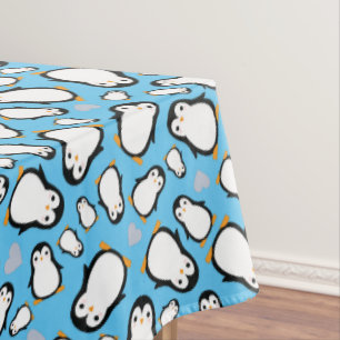 Cute Penguin Baby Shower Blue Boy Tablecloth