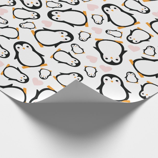 Cute Penguin Baby Shower Blue Boy Wrapping Paper (Corner)