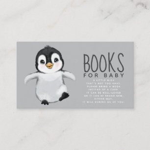 Cute Penguin Baby Shower Books for Baby Enclosure Card
