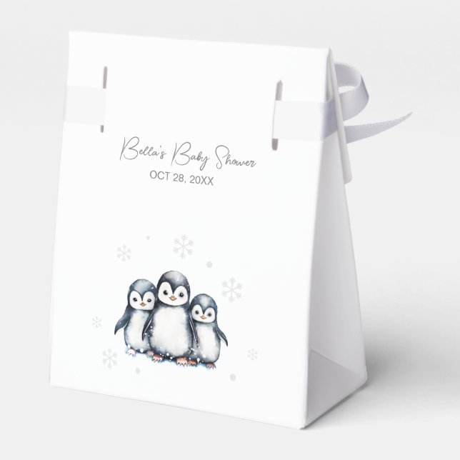 Cute Penguin Baby Shower Favour Box (Back Side)
