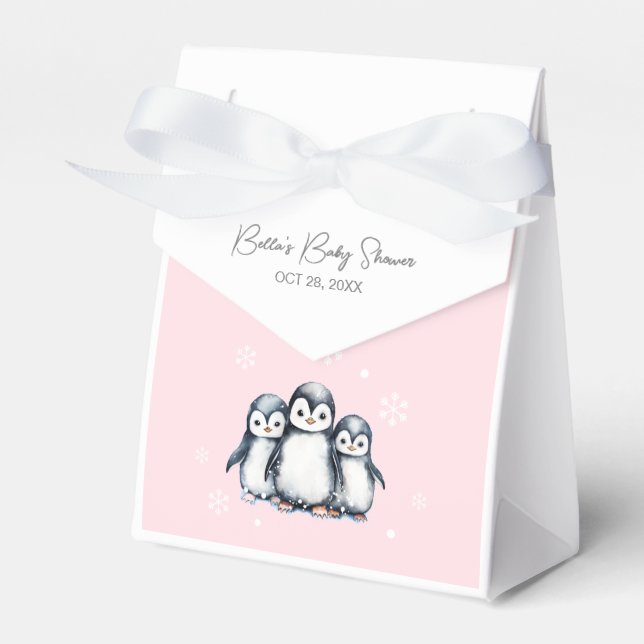 Cute Penguin Baby Shower Favour Box (Front Side)