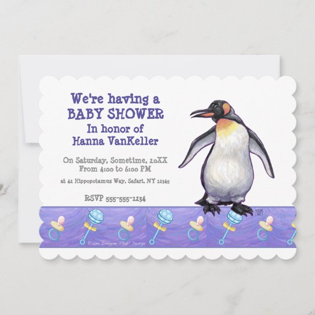 Cute Penguin Baby Shower Invitation (Front)
