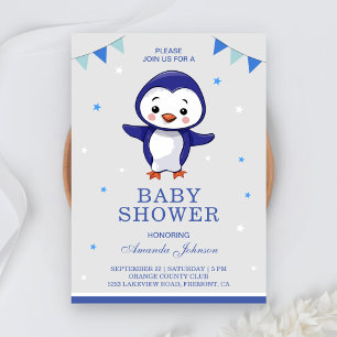 Cute Penguin Baby Shower Invitation