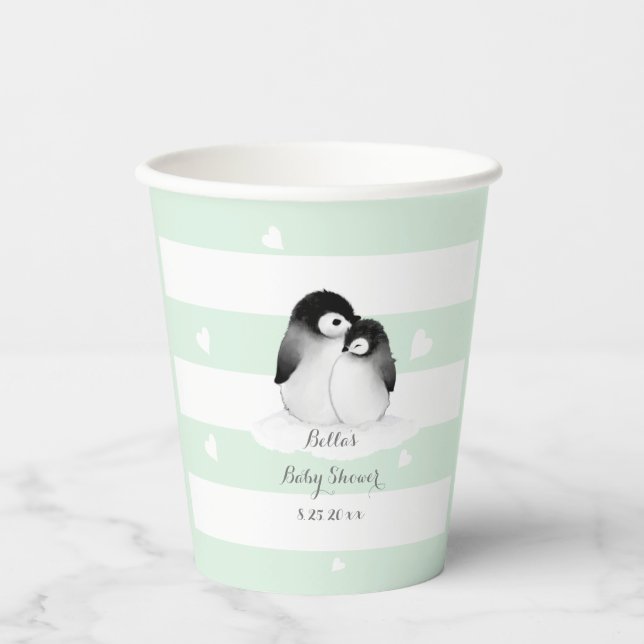 Cute Penguin Baby Shower Paper Cups (Front)