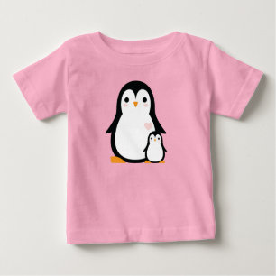 Cute Penguin Baby Shower Pink Girl Baby T-Shirt