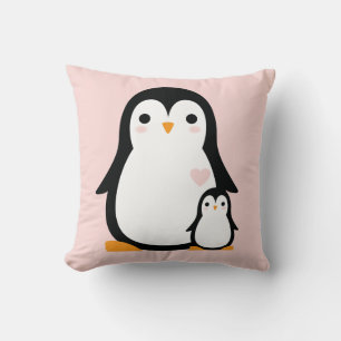 Cute Penguin Baby Shower Pink Girl Cushion