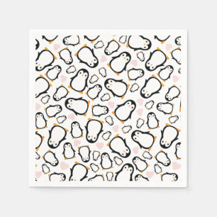 Cute Penguin Baby Shower Pink Girl Napkin