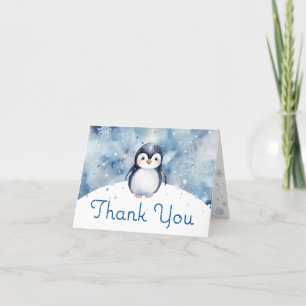 Cute Penguin Baby Shower Thank You Card