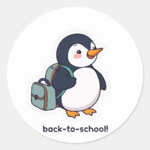 Cute Penguin Backpack - Back-to-School Adventure Classic Round Sticker