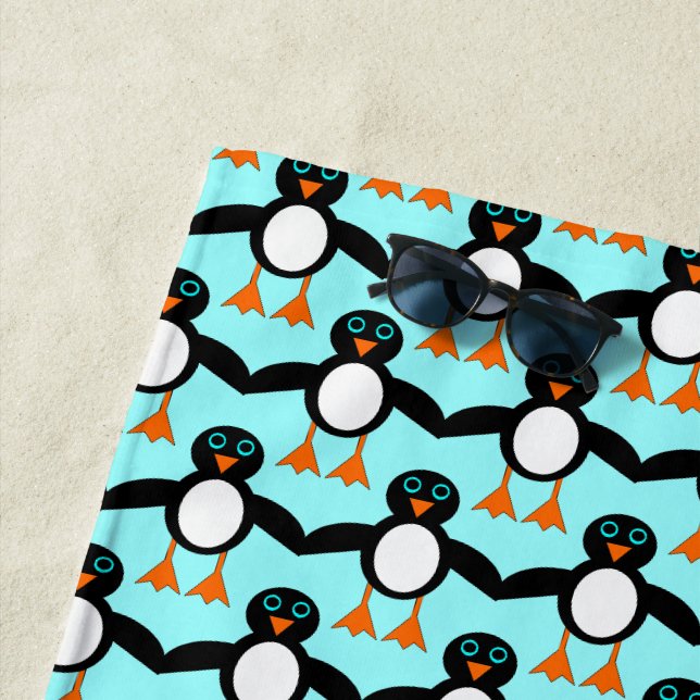 Cute Penguin Beach Towel (In Situ)