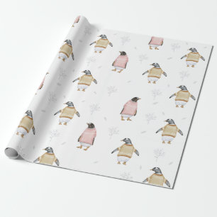 Cute Penguin Bird Winter Sweater Fun Animal Art  W Wrapping Paper