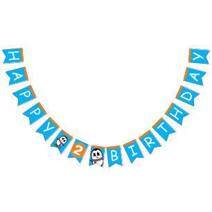 Cute Penguin Birthday Bunting Flags/Banner