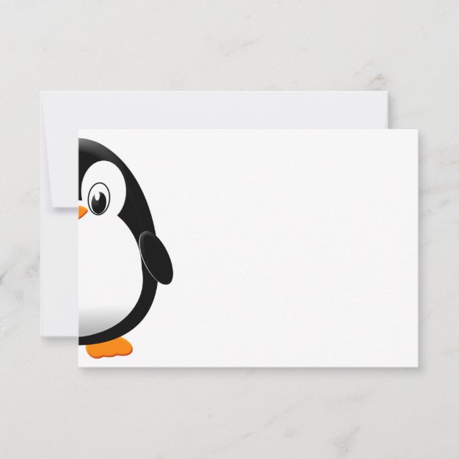 Cute Penguin Black and White Blank  Card (Front)