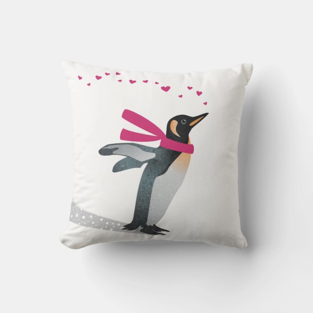 Cute penguin blowing heart kisses. cushion (Front)