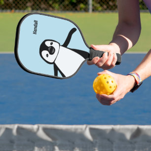 Cute Penguin Blue Personalized for Kids & Adults Pickleball Paddle