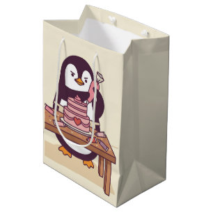 Cute Penguin Cake Decorator Valentine Gift Bag