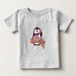 Cute Penguin Cake Valentine Kids T-Shirt - Colour
