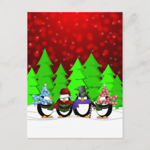 Cute Penguin Carolers Postcard