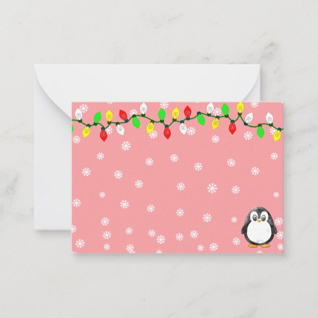 Cute Penguin Cartoon Blank Custom Christmas Winter Card (Front)