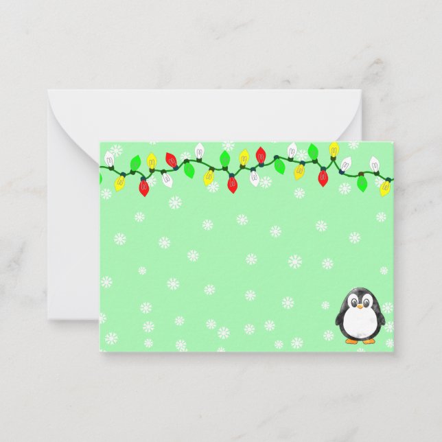 Cute Penguin Cartoon Blank Custom Christmas Winter Card (Front)