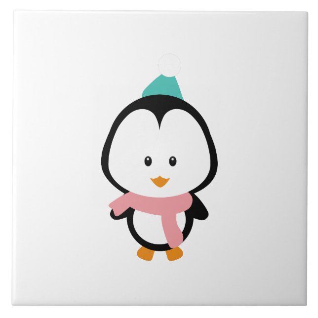 Cute penguin cartoon ceramic tile (Front)