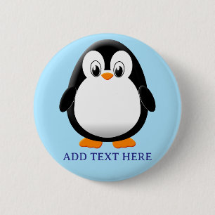 Cute Penguin Cartoon Custom Blue 6 Cm Round Badge