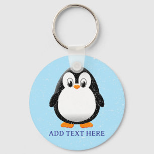 Cute Penguin Cartoon Custom Winter Key Ring