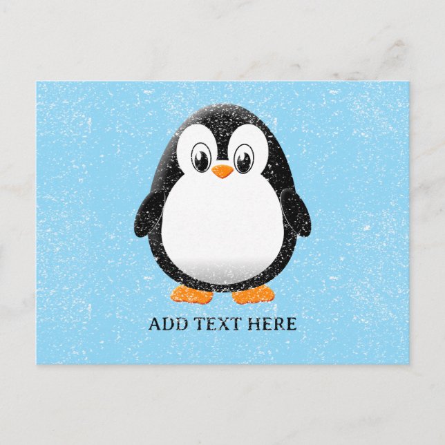 Cute Penguin Cartoon Custom Winter Postcard (Front)