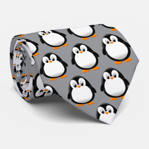 Cute Penguin Cartoon Grey  Tie