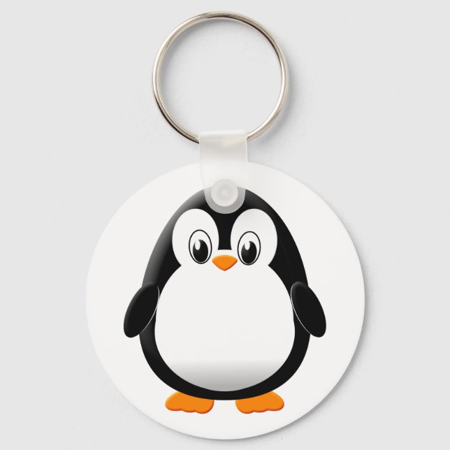 Cute Penguin Cartoon Key Ring (Front)