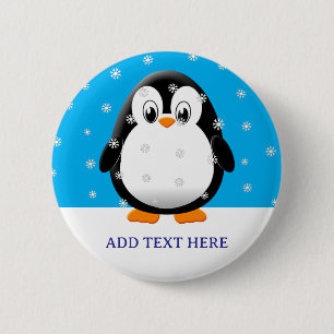 Cute Penguin Cartoon Snow Flakes Custom 6 Cm Round Badge