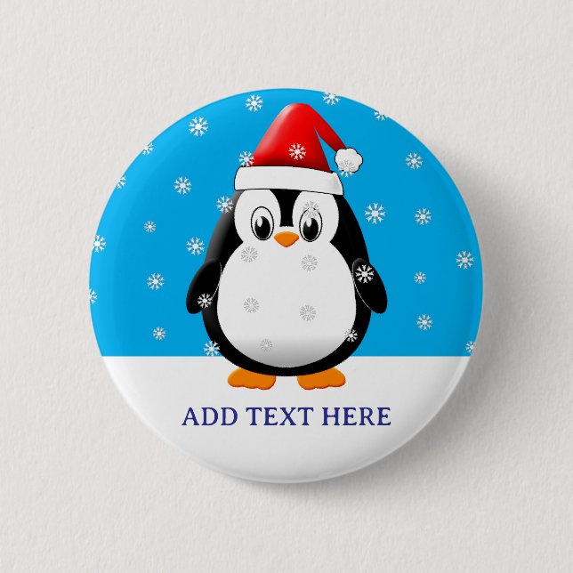 Cute Penguin Cartoon Snow Flakes Custom Christmas  6 Cm Round Badge (Front)