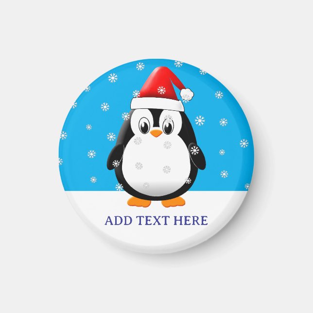 Cute Penguin Cartoon Snow Flakes Custom Christmas  Magnet (Front)