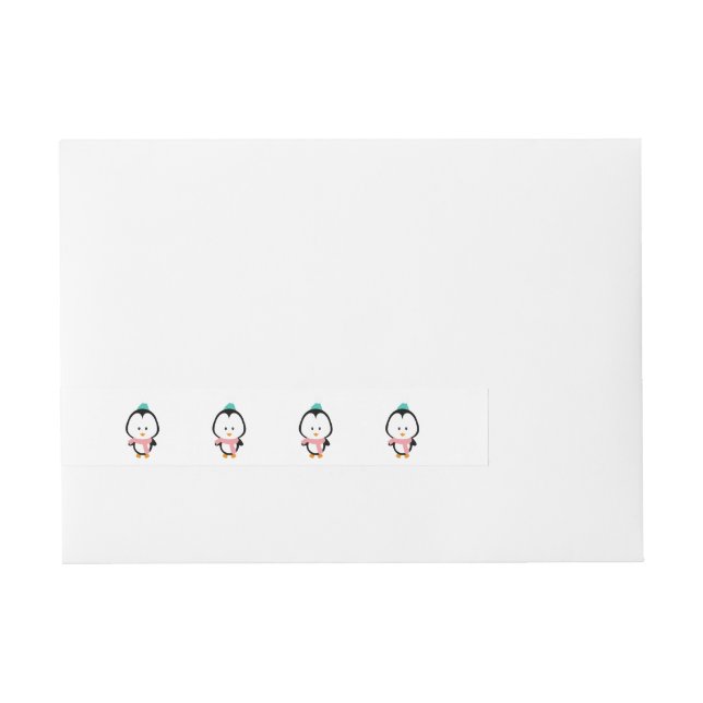 Cute penguin cartoon wraparound address label (Front)