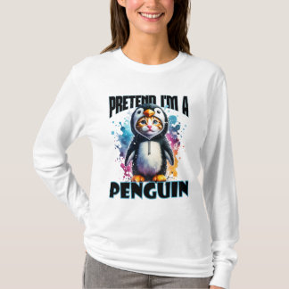 Cute Penguin Cat Design for Playful Creations T-Shirt