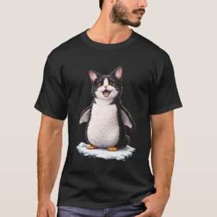 Cute Penguin Cat Hybrid Funny Animal Meme Long Sle T-Shirt