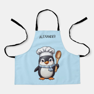Cute Penguin Chef Personalize Kids' Apron