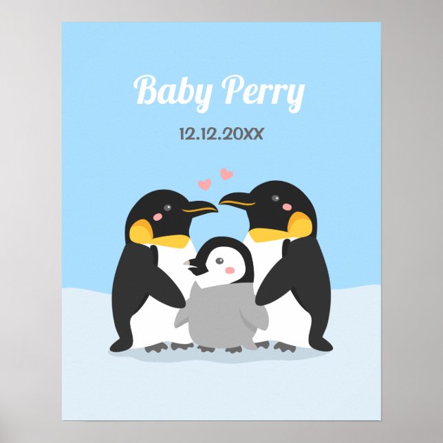 Cute Penguin Chick and Family Wall Decor (Front)