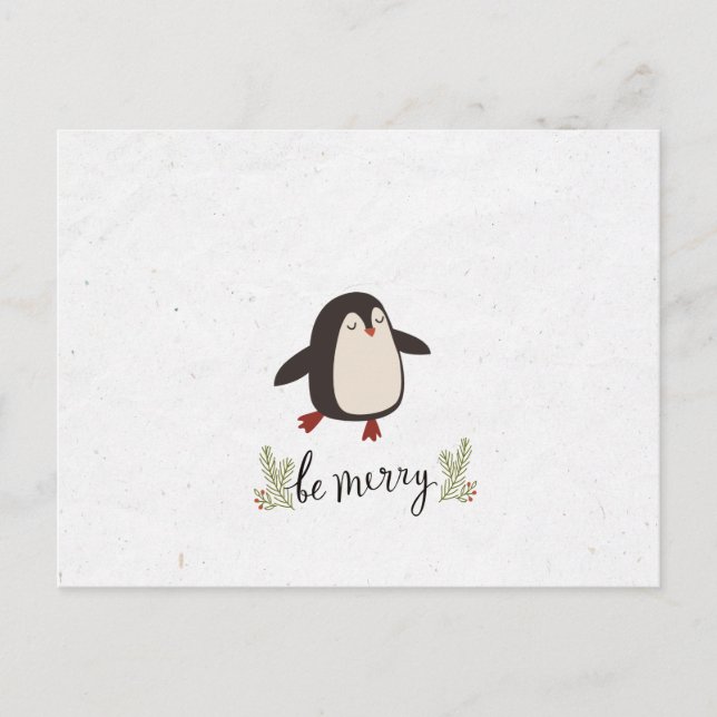 Cute Penguin Christmas Announcement Postcard (Front)