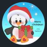 Cute Penguin Christmas Gift Sticker<br><div class="desc">Cute Penguin Christmas Gift Sticker.</div>