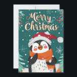 Cute Penguin Christmas Holiday Card<br><div class="desc">Cute Penguin wishes Merry Christmas</div>