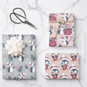 Cute Penguin Christmas Holiday  Wrapping Paper Sheet