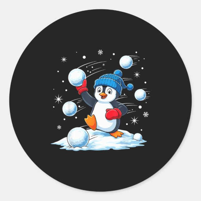 Cute Penguin Christmas Pajamas Shirt Boys, Penguin Classic Round Sticker (Front)