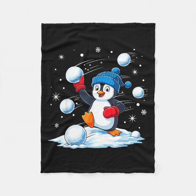 Cute Penguin Christmas Pajamas Shirt Boys, Penguin Fleece Blanket (Front)