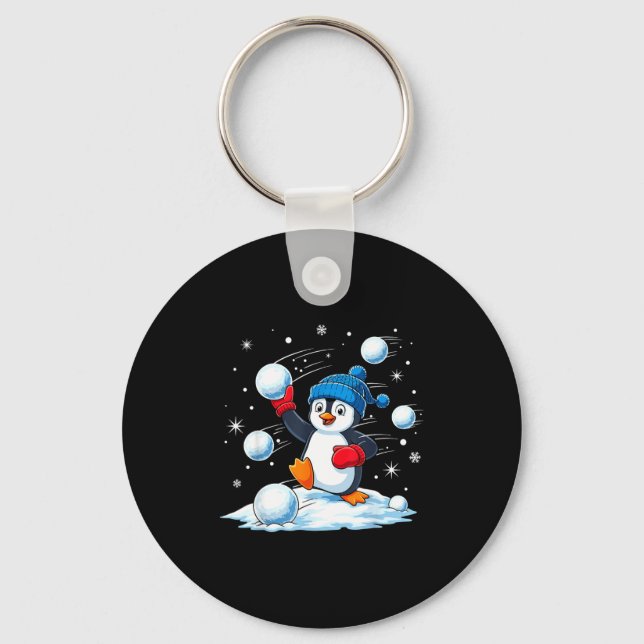 Cute Penguin Christmas Pajamas Shirt Boys, Penguin Key Ring (Front)