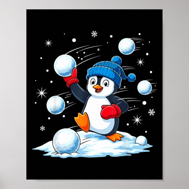Cute Penguin Christmas Pajamas Shirt Boys, Penguin Poster (Front)