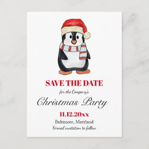 Cute Penguin   Christmas Party Save The Date  Announcement Postcard