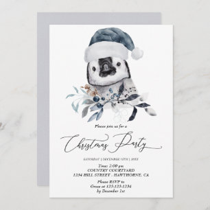 Cute penguin Christmas Party Winter Invitation
