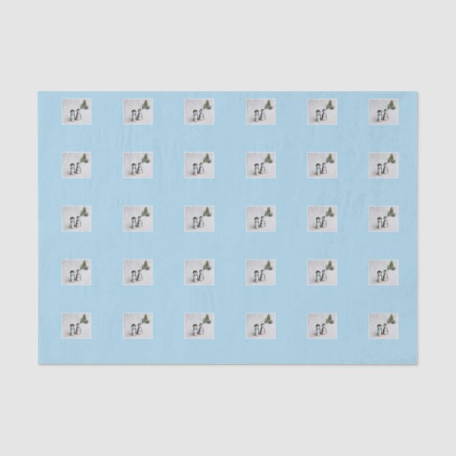 Cute Penguin Christmas Tissue Paper (Front)