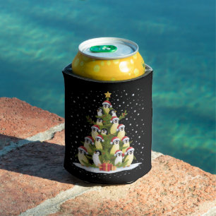 Cute Penguin Christmas Tree Funny Holiday Can Cooler